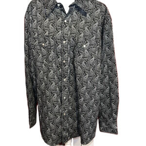 Wrangler Wrancher Paisley Pearl Snap Long Sleeve Westetn Shirt XXL